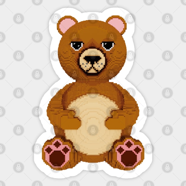 Sleepy Grizzly Bear Pixelart Sticker by Pixelart World 